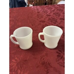 Vintage 2 Fire King Glassware Milk White Coffee Mug Cup D Handle